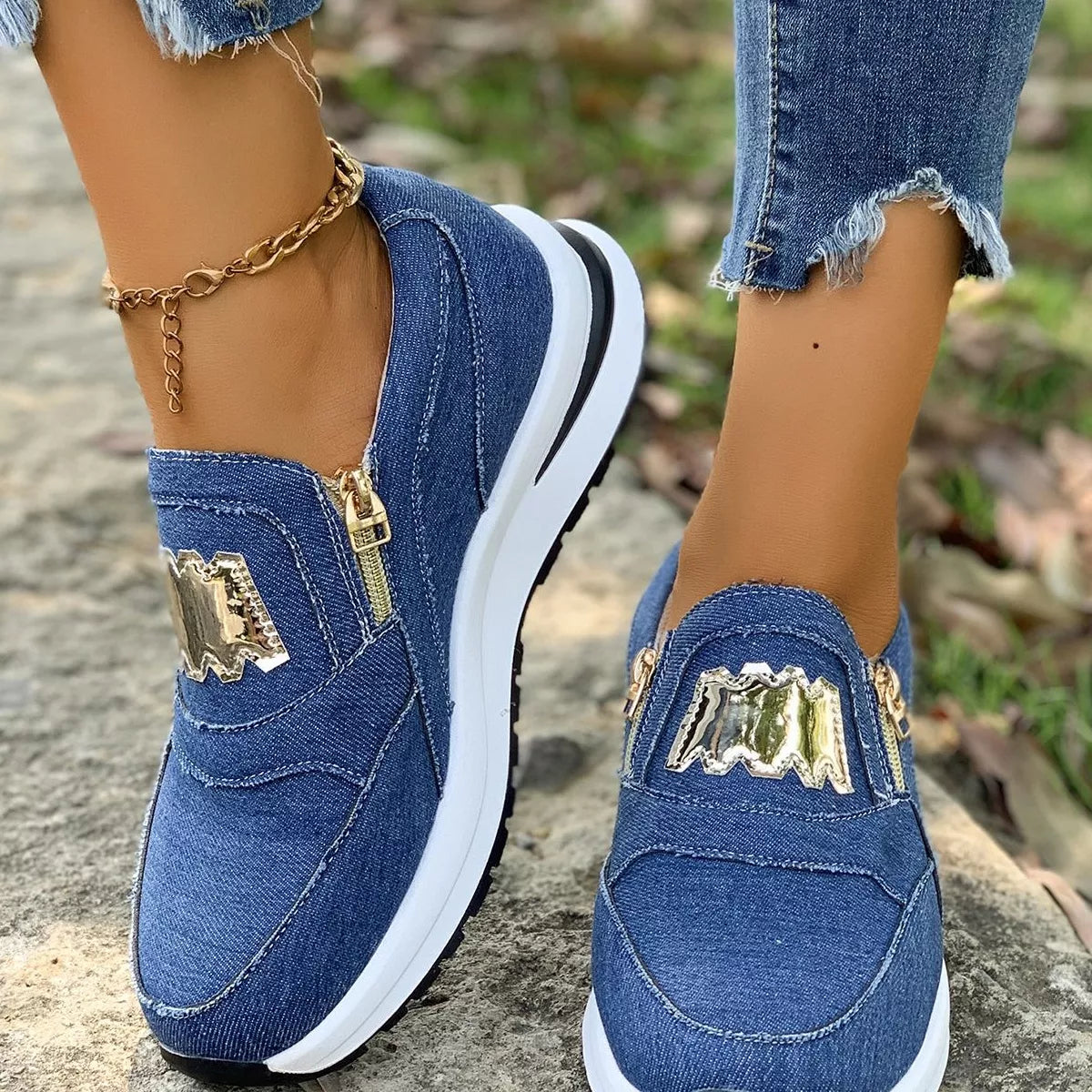 Round Toe Platform Slip-Ons -