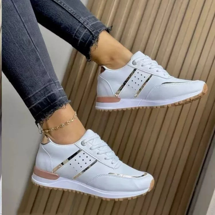 Round Toe Lace Up Athletic - White
