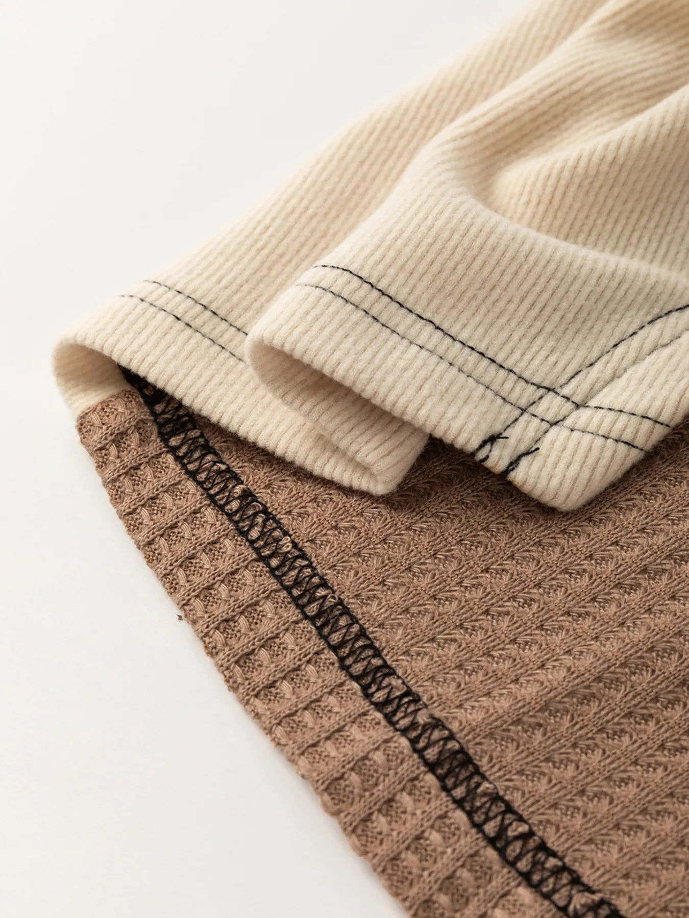 Color Block Stitch Detail Long Sleeve Top -