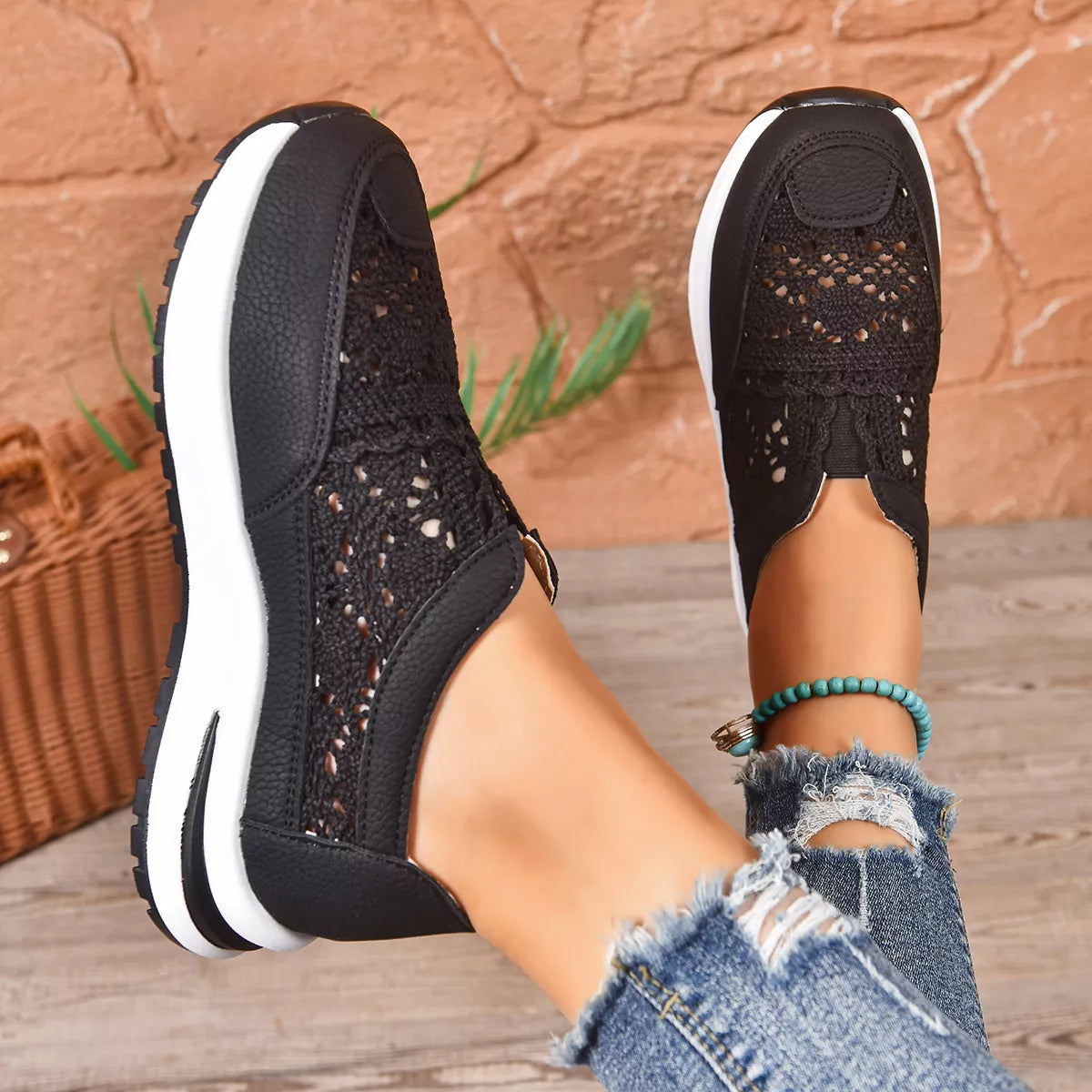 Breathable Round Toe Slip-Ons -