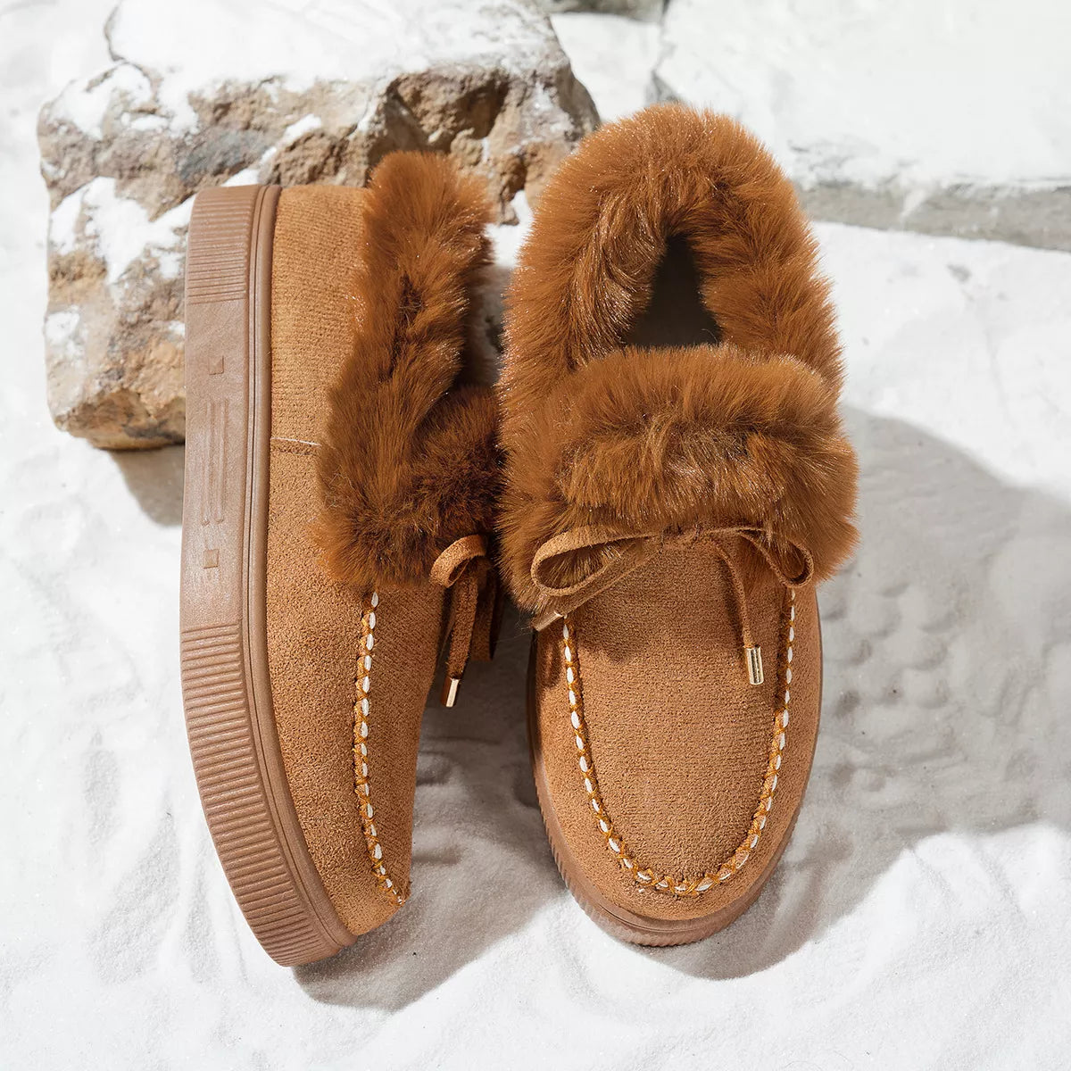 Fuzzy Round Toe Slip-Ons -