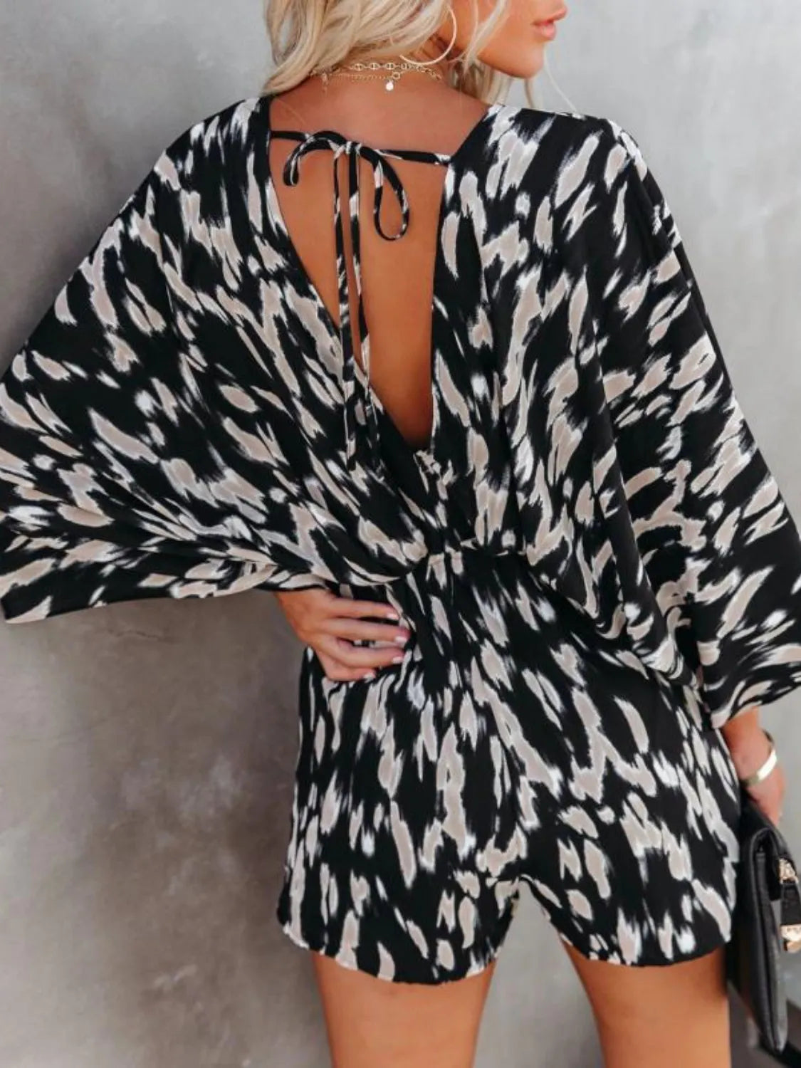 Oversized Tied Back Printed Romper -