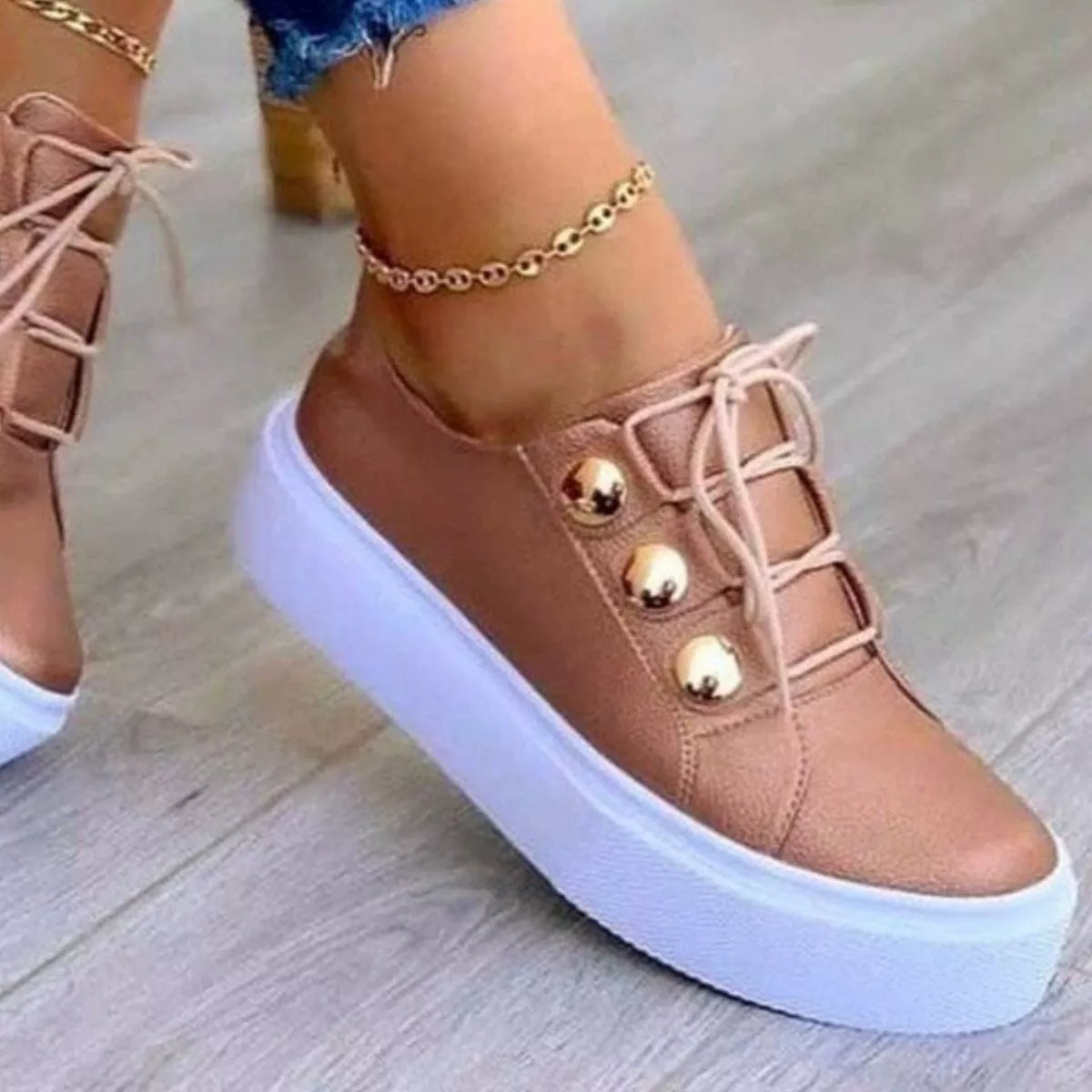 Round Toe Platform Sneakers -
