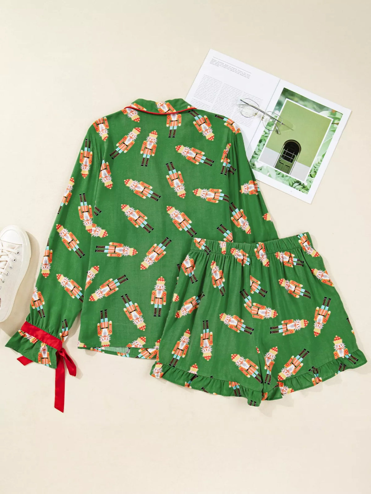 Nutcracker Button Up Top and Shorts Lounge Set -