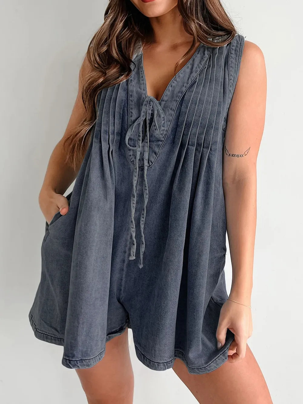 Tied Romper with Pockets -