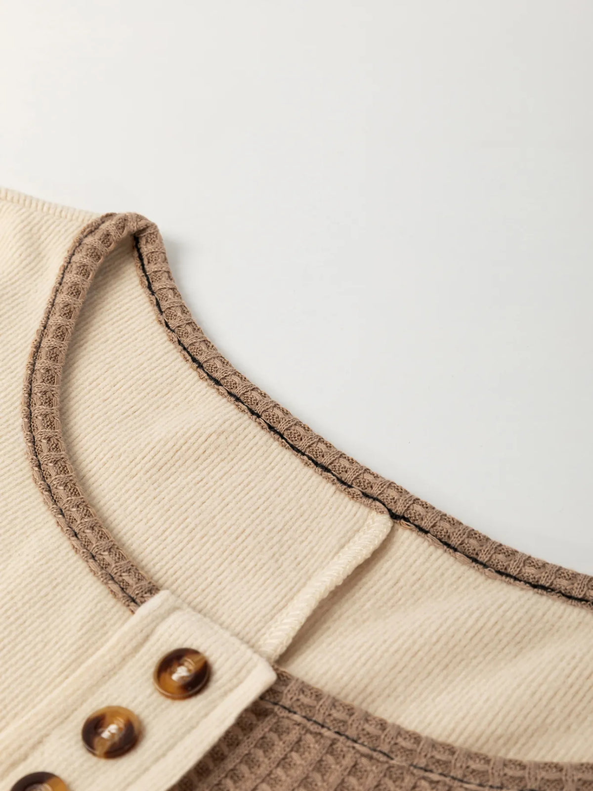 Color Block Stitch Detail Long Sleeve Top -
