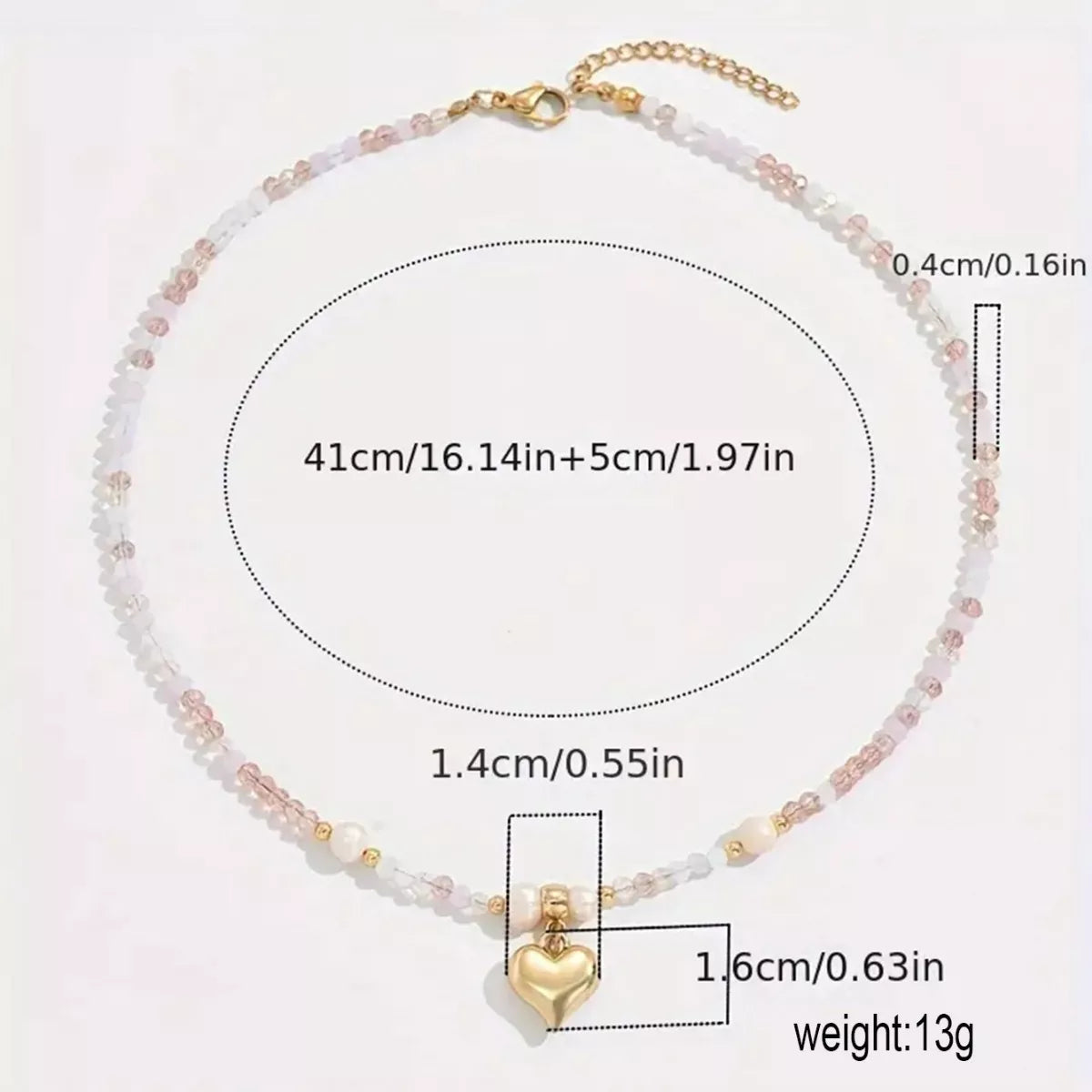Bead Heart Pendant Necklace -
