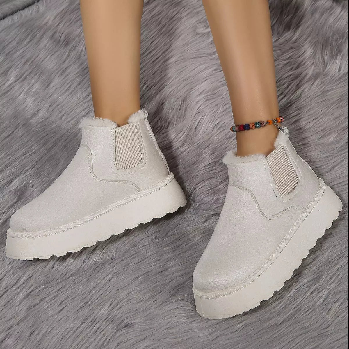 Round Toe Platform Ankle Boots -