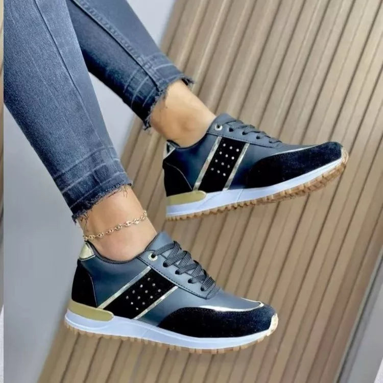 Round Toe Lace Up Athletic - Black
