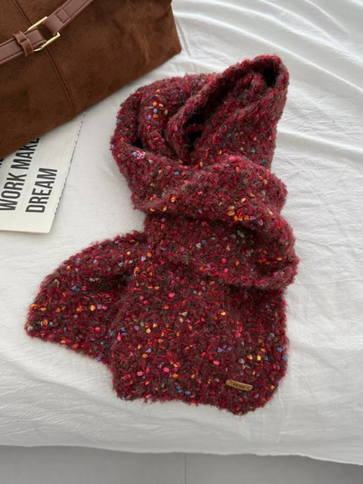 Cozy Knitted Multicolor Speckled Scarf -