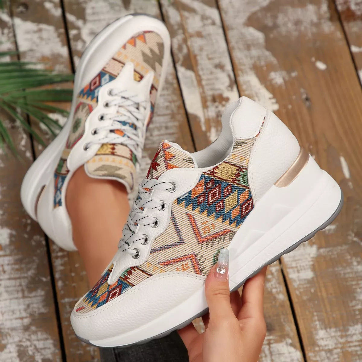 Lace Up Wedge Sneakers -