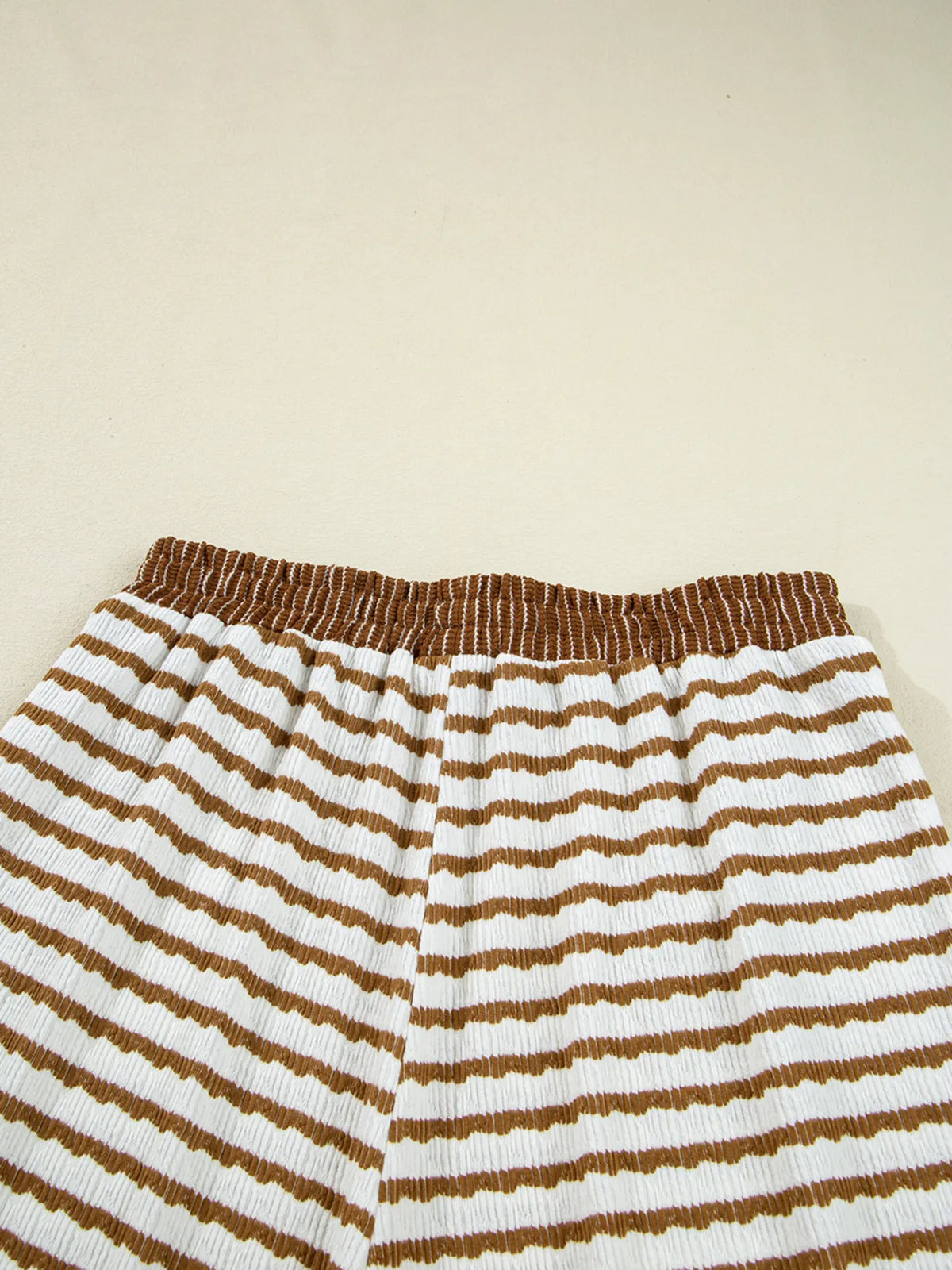 Stripe Collared Top and Drawstring Pant Set -