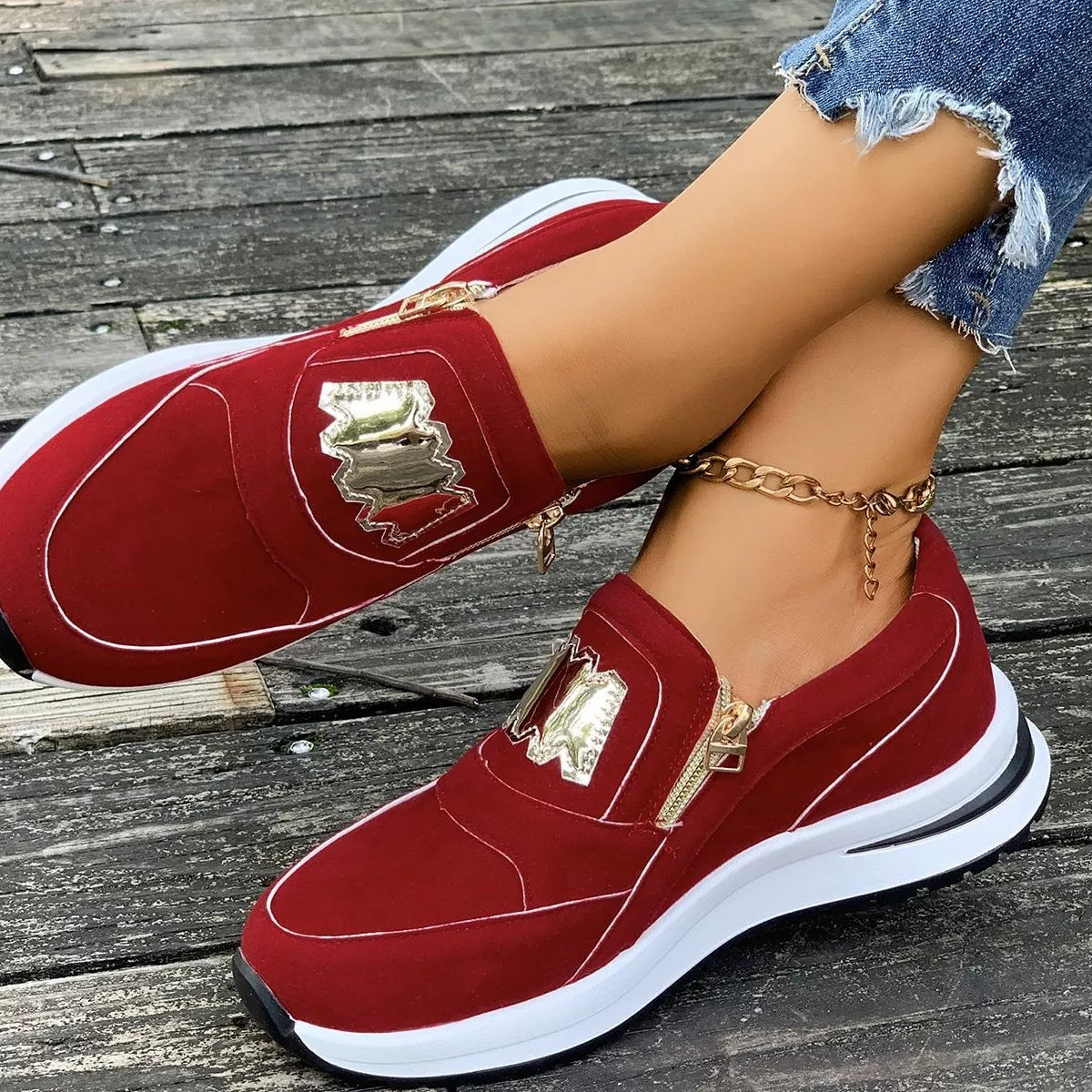 Round Toe Platform Slip-Ons -