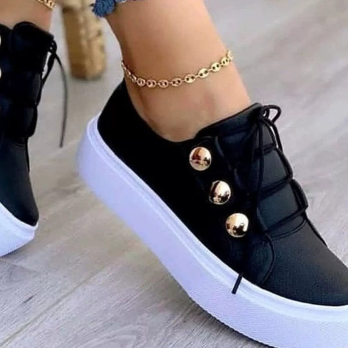 Round Toe Platform Sneakers -