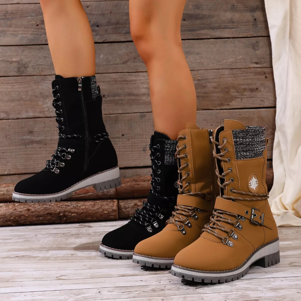 Lace-Up Ankle Combat Boots -