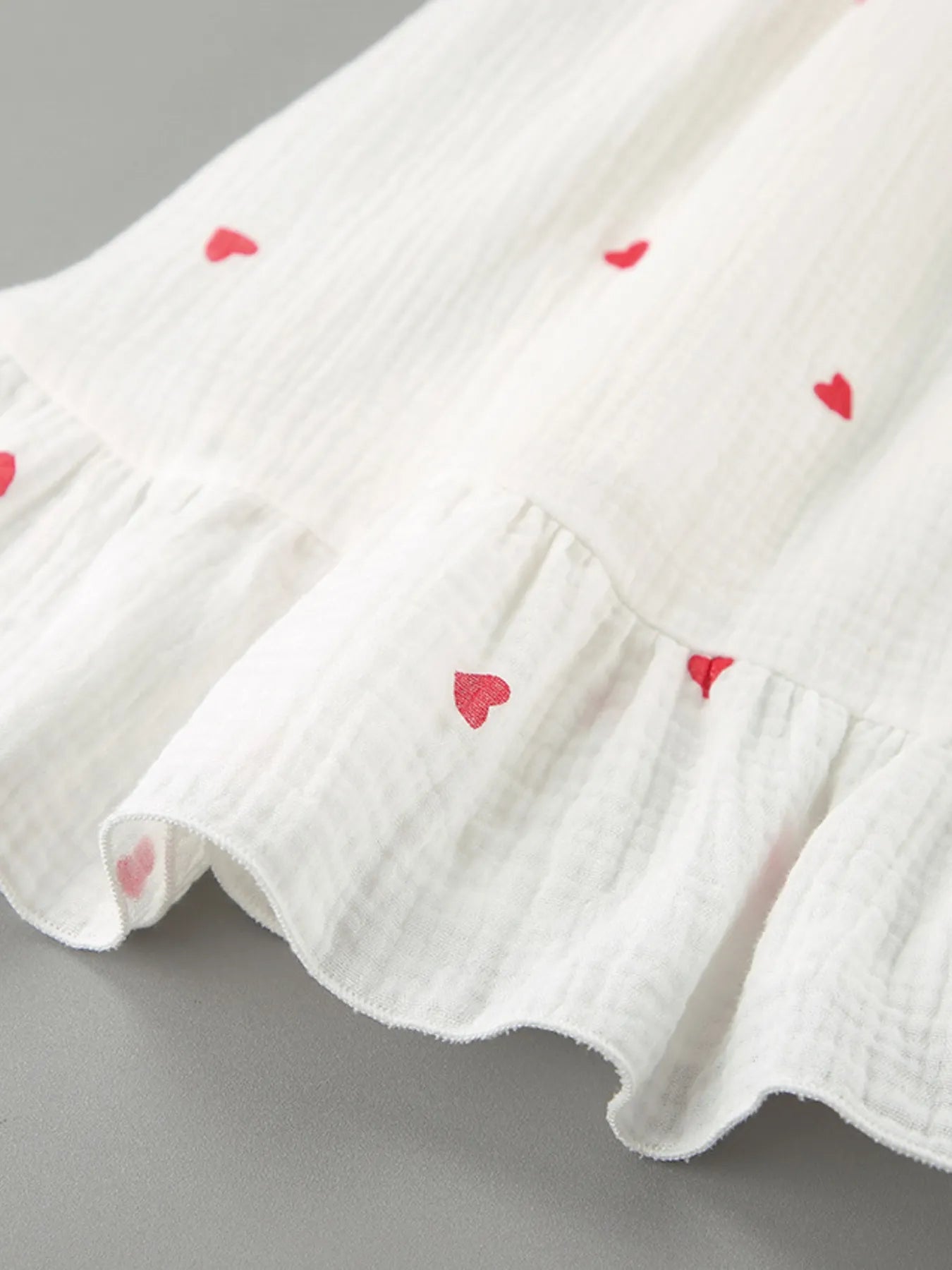 Heart Printed Off-Shoulder Ruffle Mini Dress -