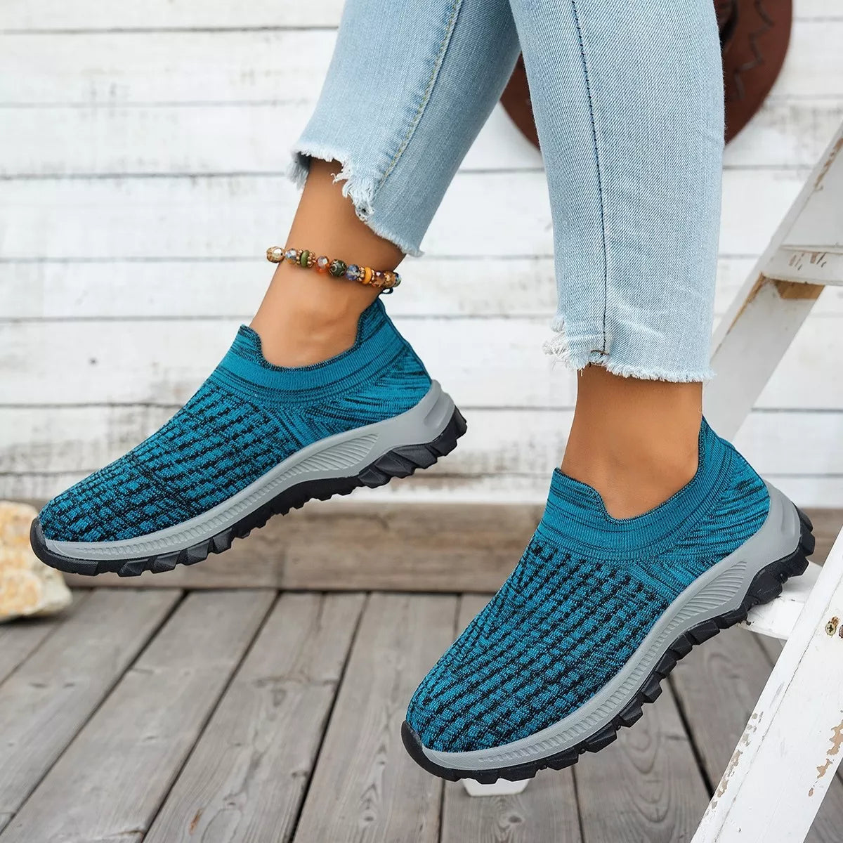 Round Toe Mesh Slip-Ons -