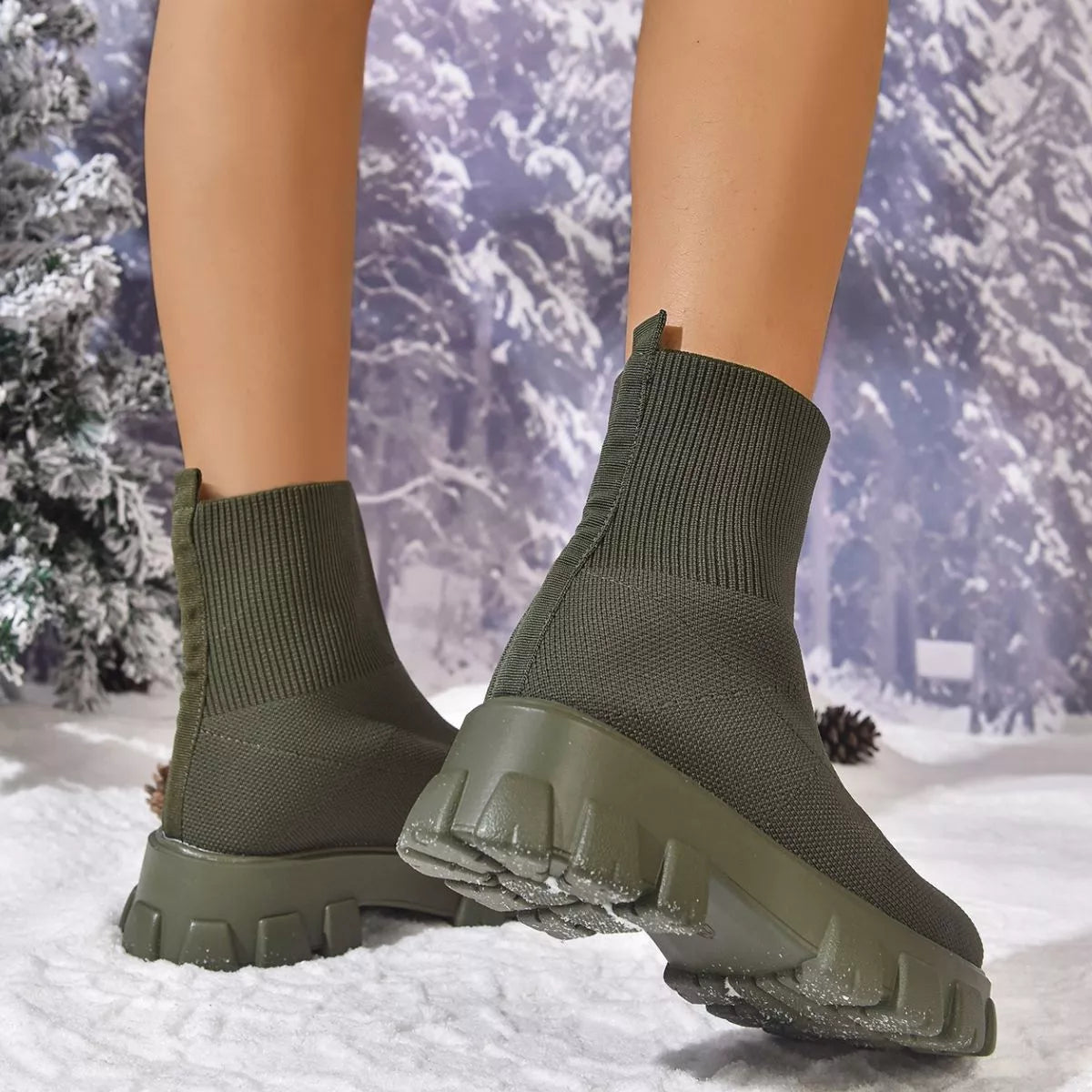 Round Toe Block Heels Boots -