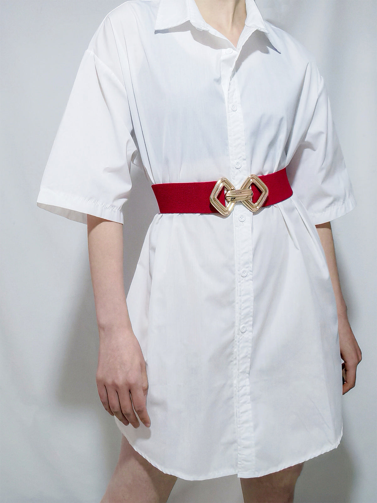 Geometric Buckle Elastic Wide Belt -