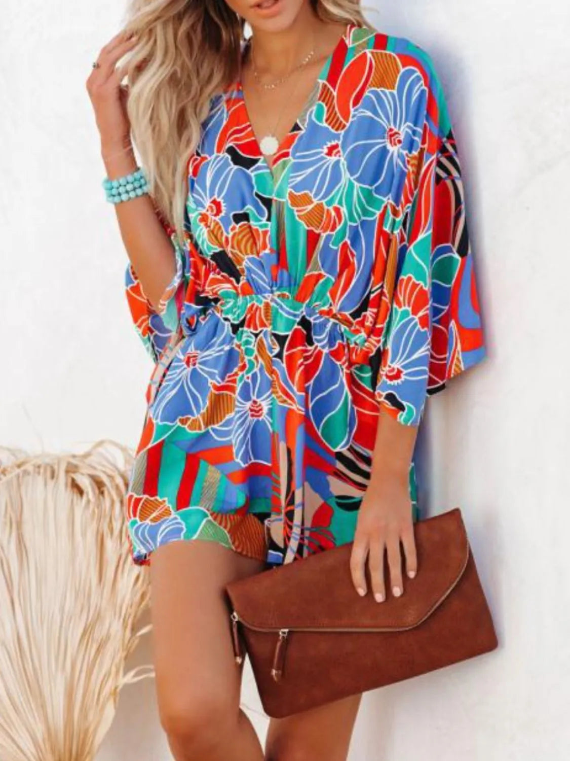 Oversized Tied Back Printed Romper -