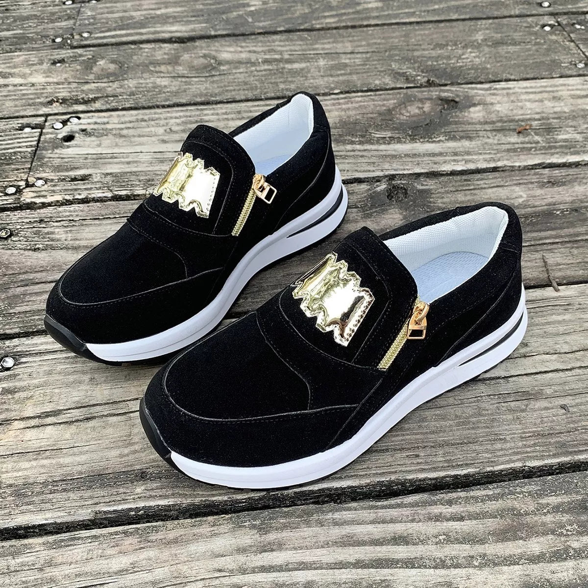 Round Toe Platform Slip-Ons -