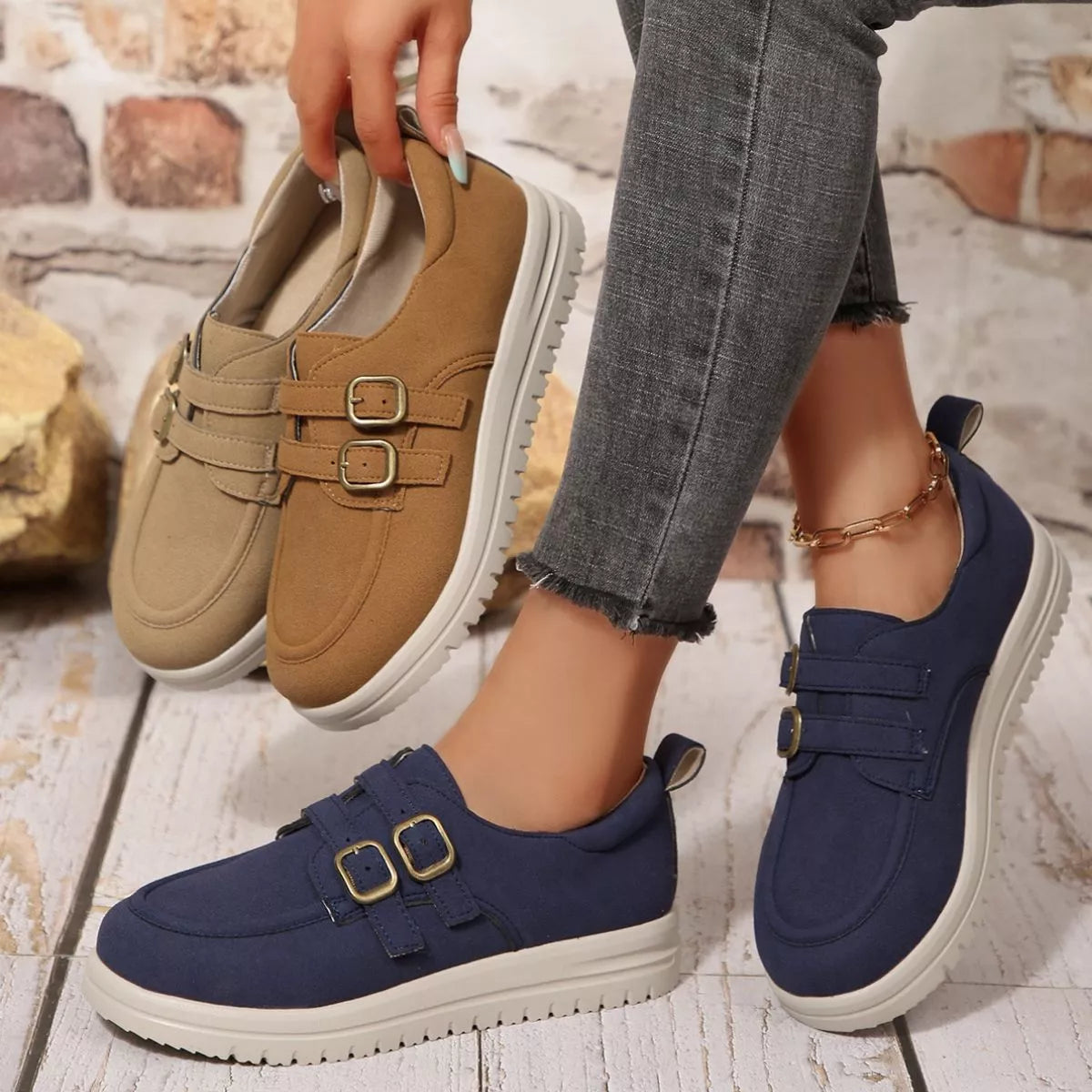Buckle Accent Casual Loafers -