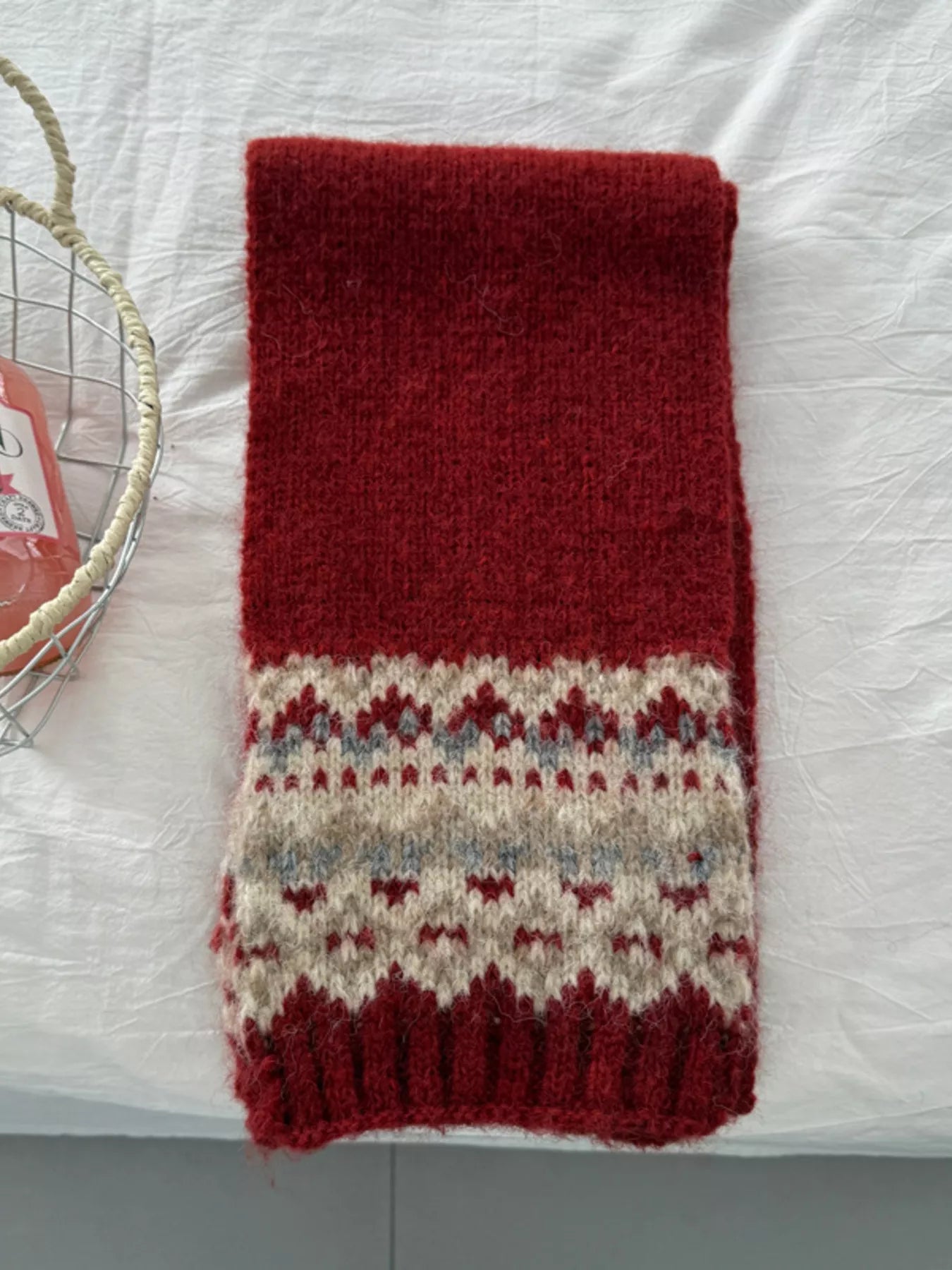 Nordic Pattern Knitted Winter Scarf -