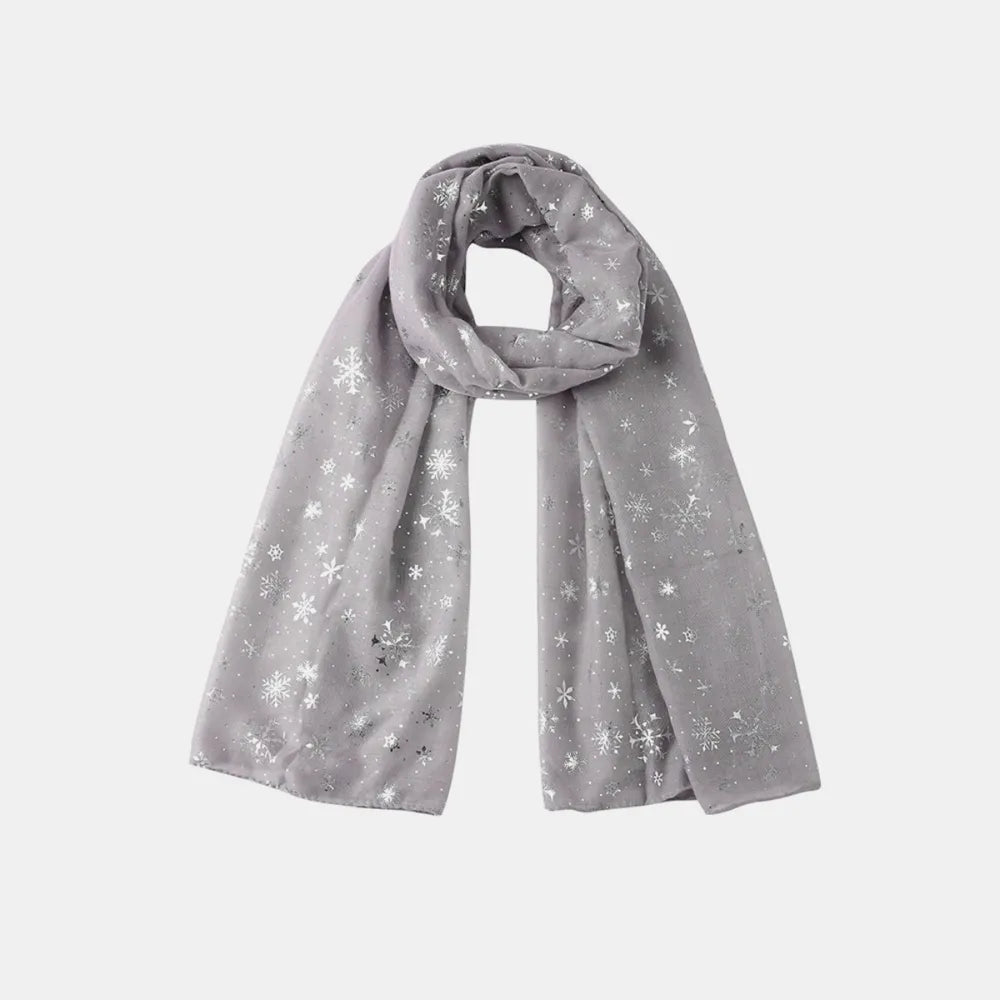 Thermal Snowflakes Polyester Scarf - Gray One Size