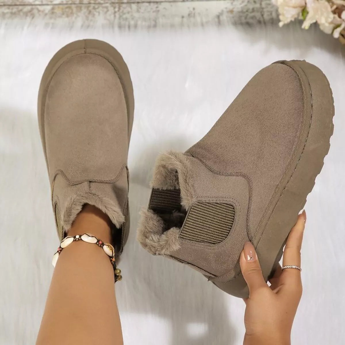 Round Toe Platform Ankle Boots -