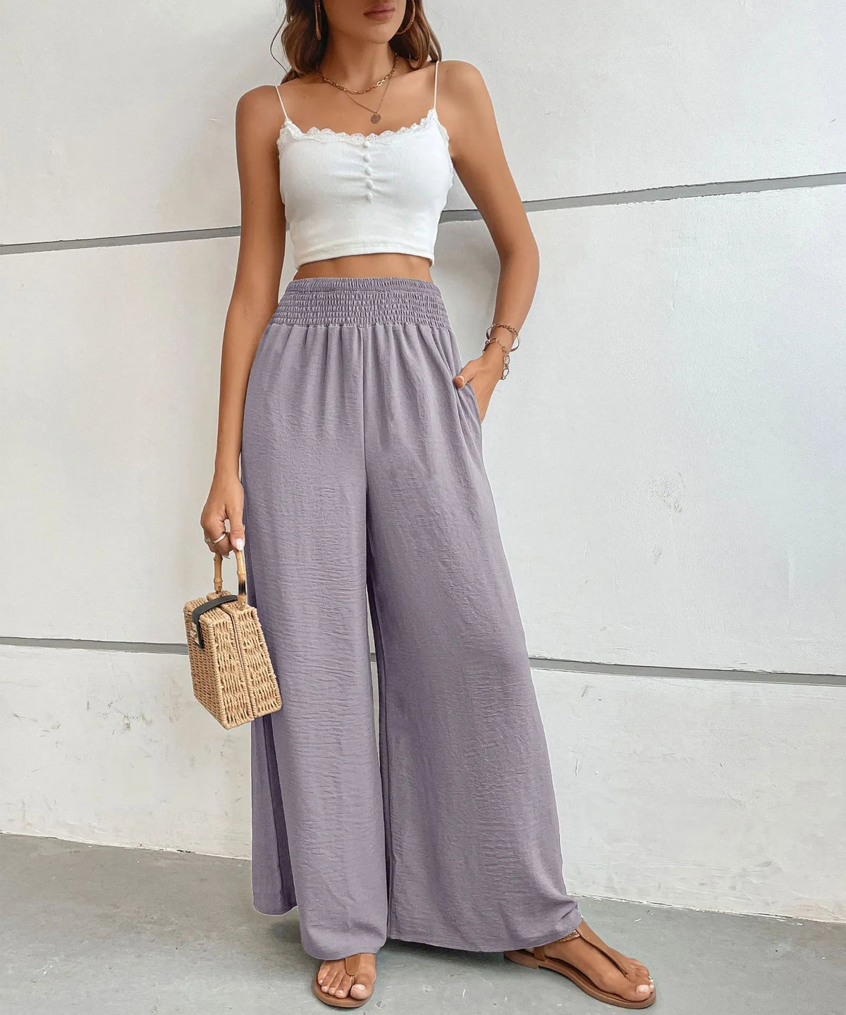 High-Waisted Wide Leg Pants -