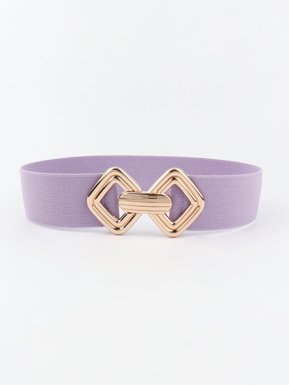 Geometric Buckle Elastic Wide Belt - Lavender One Size