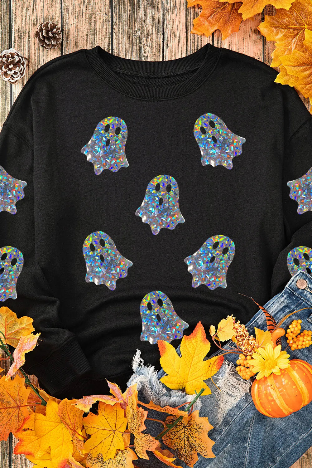 Ghost Round Neck Long Sleeve Sweatshirt -
