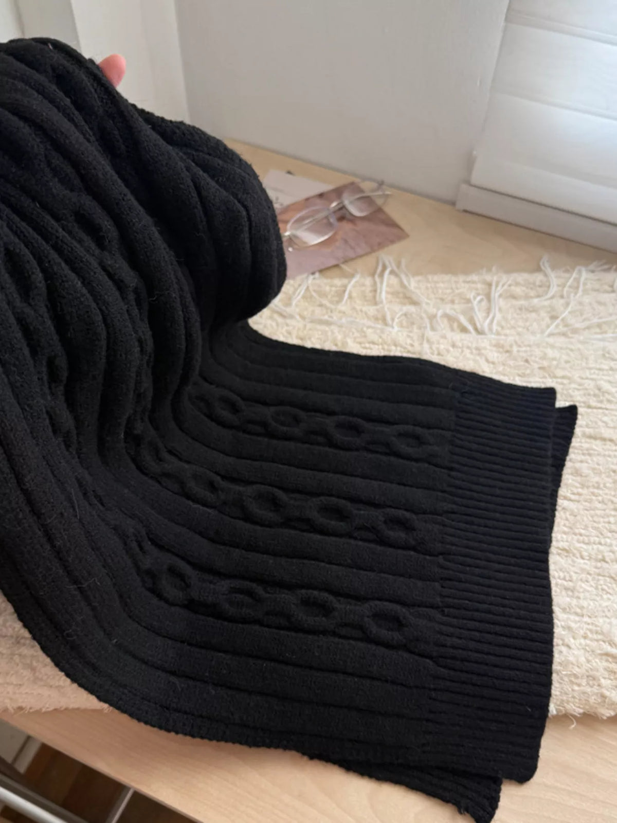 Textured Knit Winter Scarf -