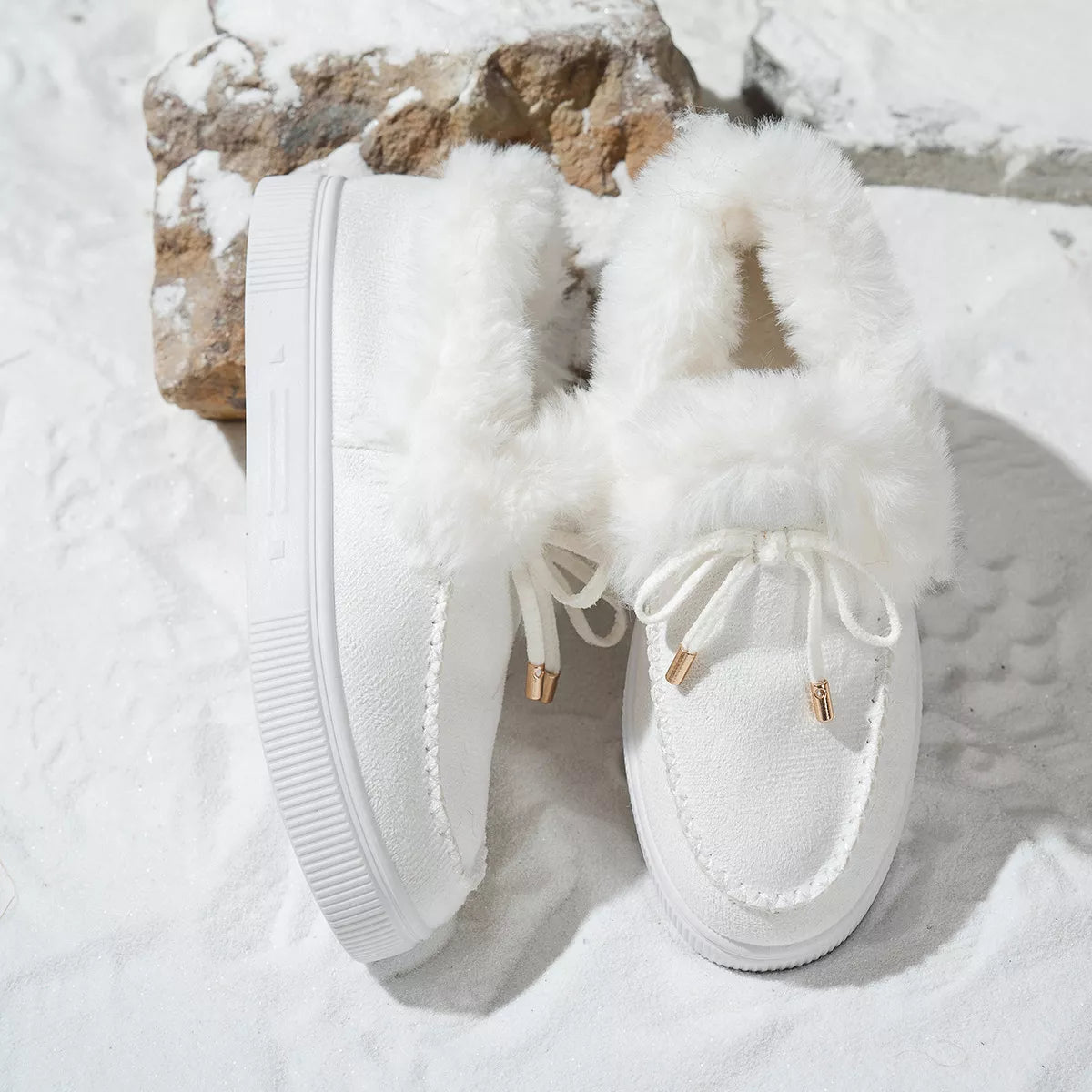 Fuzzy Round Toe Slip-Ons -