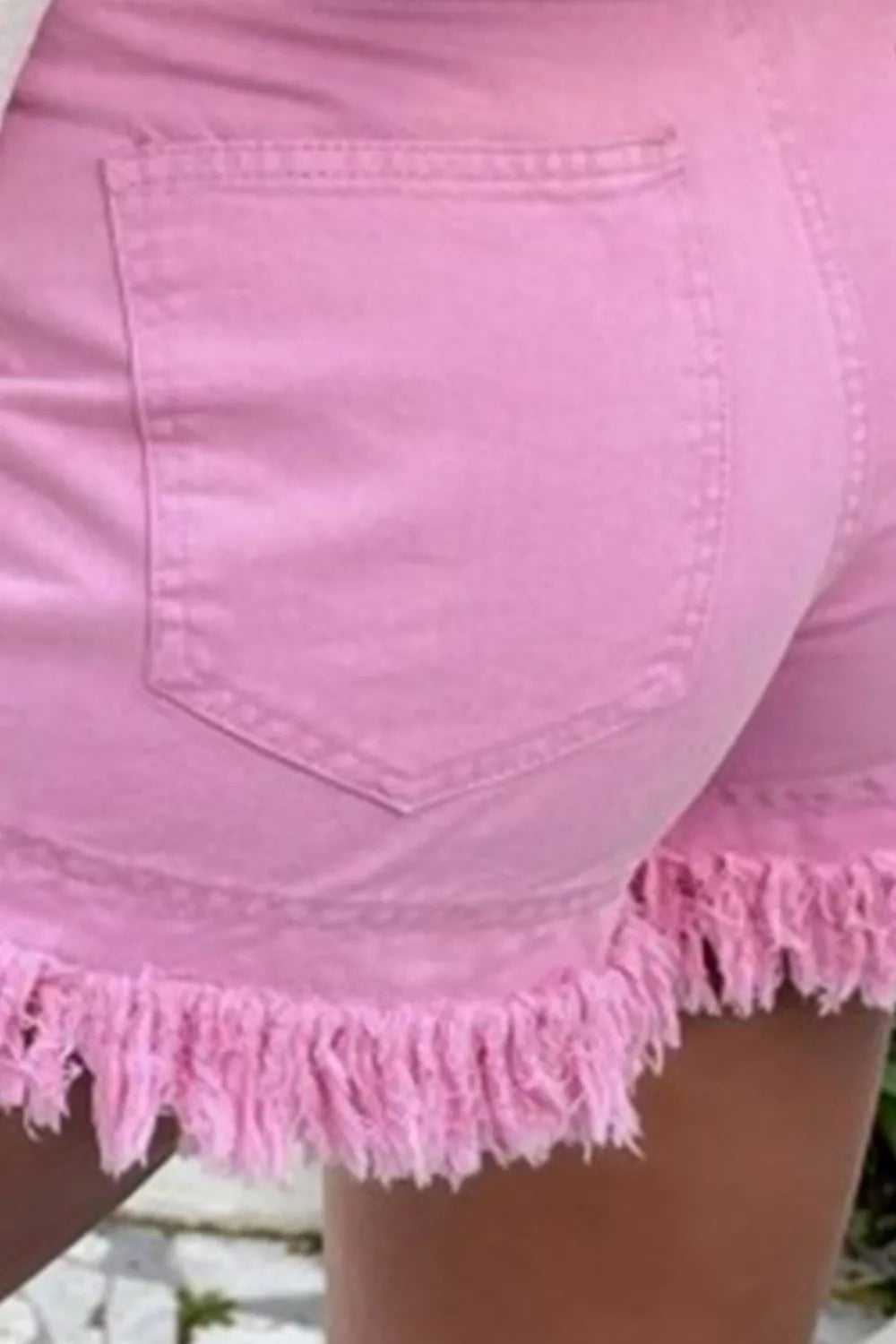 Raw Hem High Waist Denim Shorts -