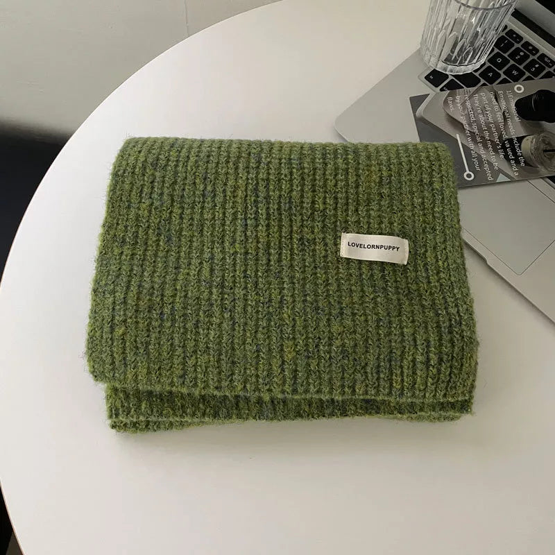 Cozy Knitted Winter Scarf - Green One Size