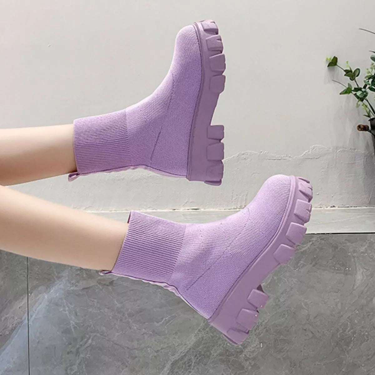 Round Toe Block Heels Boots -