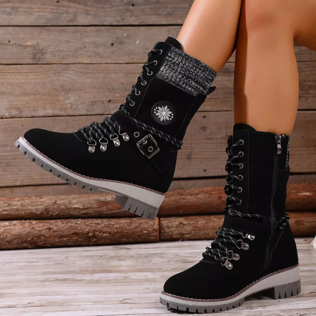 Lace-Up Ankle Combat Boots -