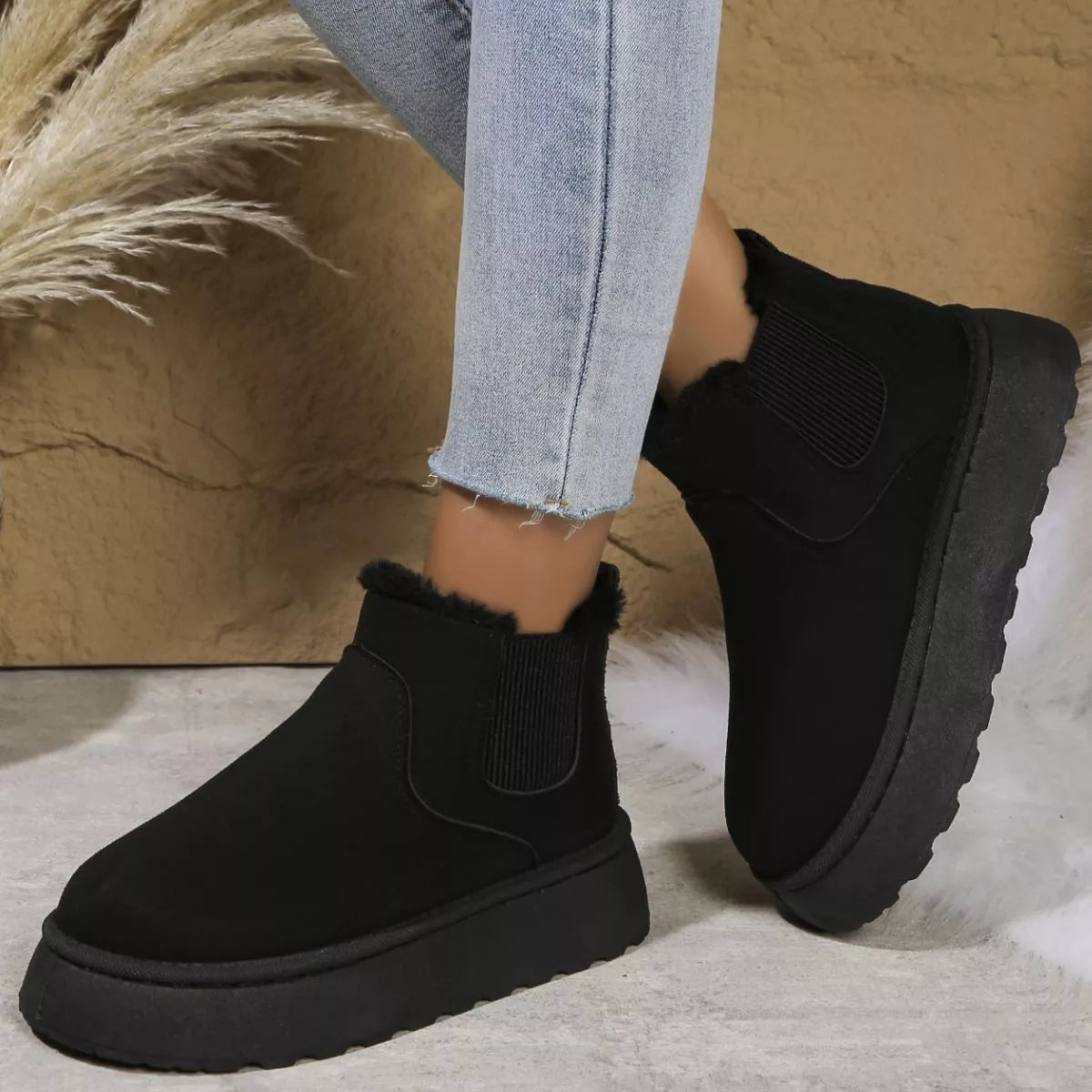 Round Toe Platform Ankle Boots -