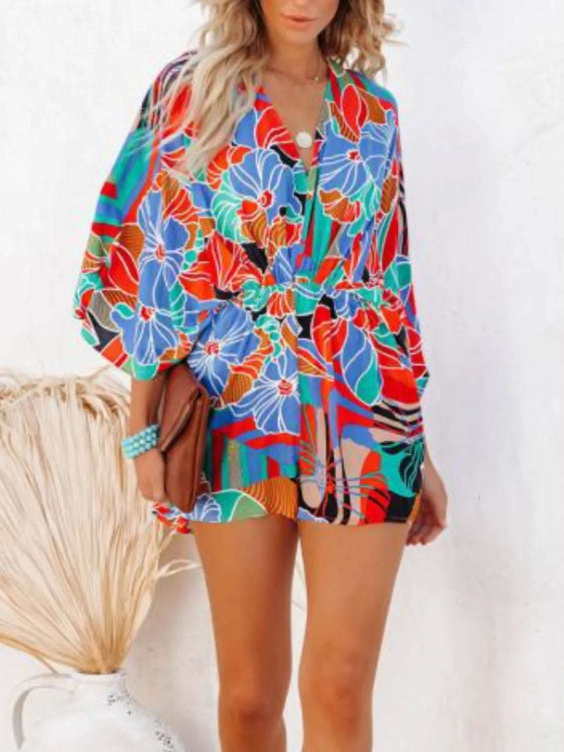 Oversized Tied Back Printed Romper -