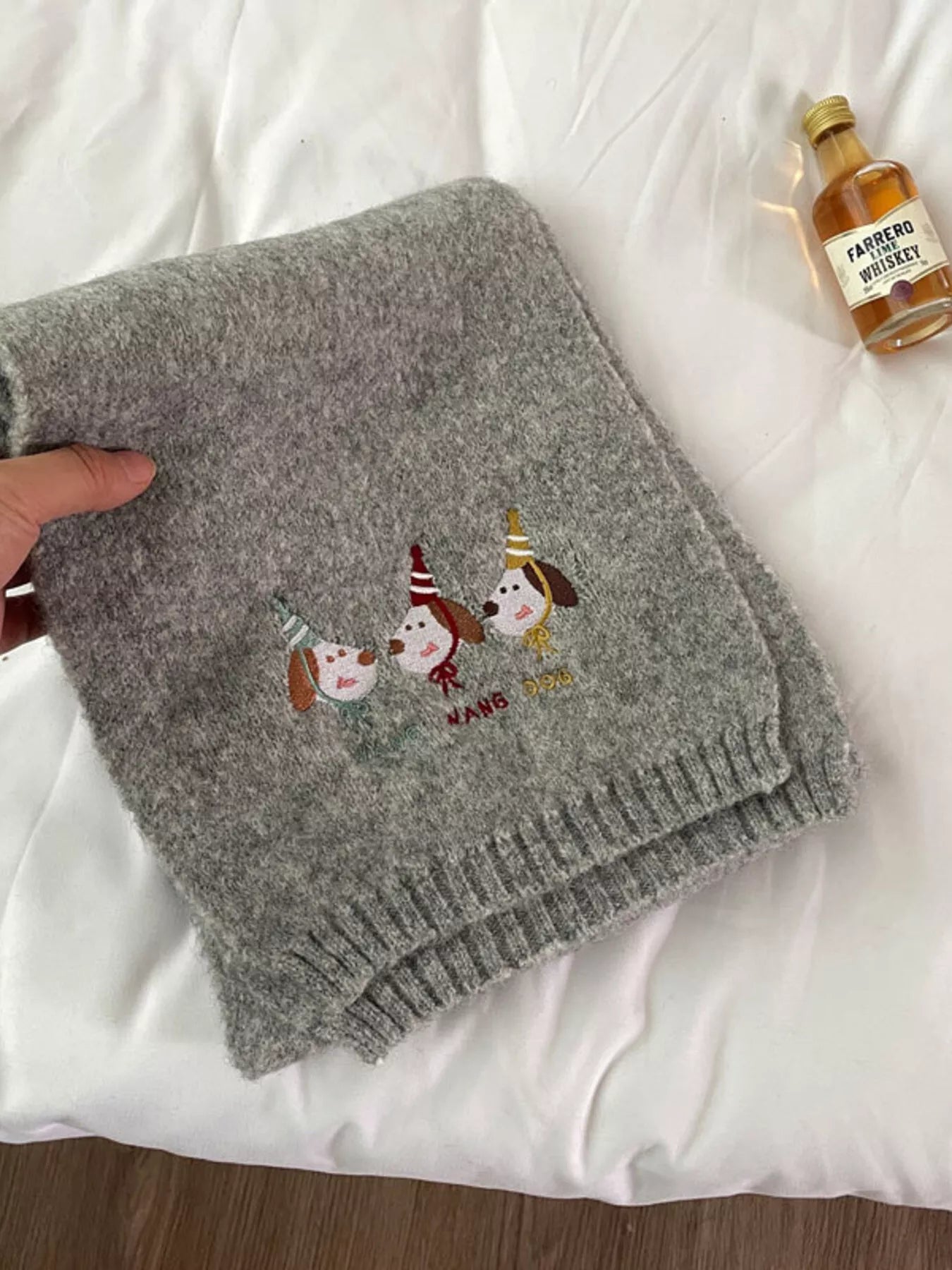 Embroidered Dog Plush Scarf -