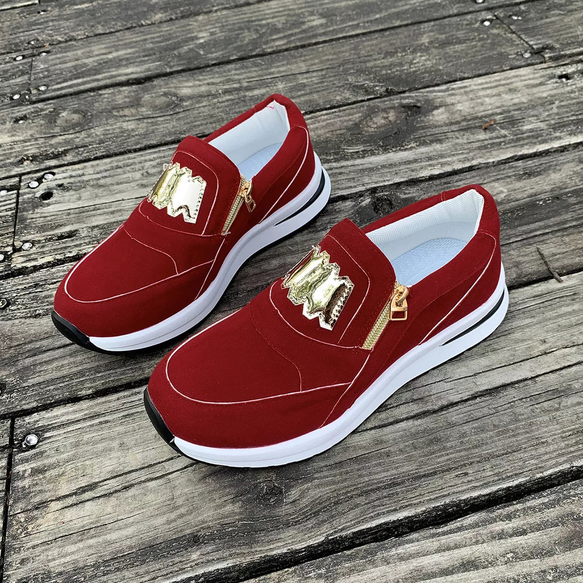 Round Toe Platform Slip-Ons -