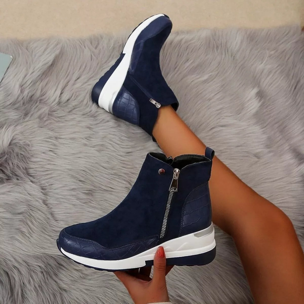 Side Zipper Ankle Boots -