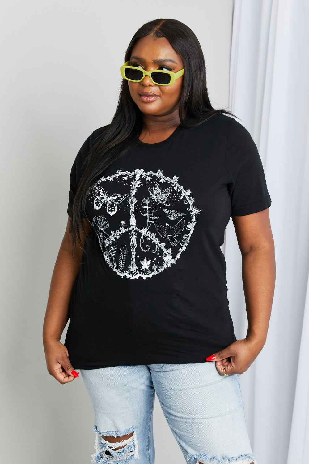 Full Size Butterfly Graphic Tee Shirt