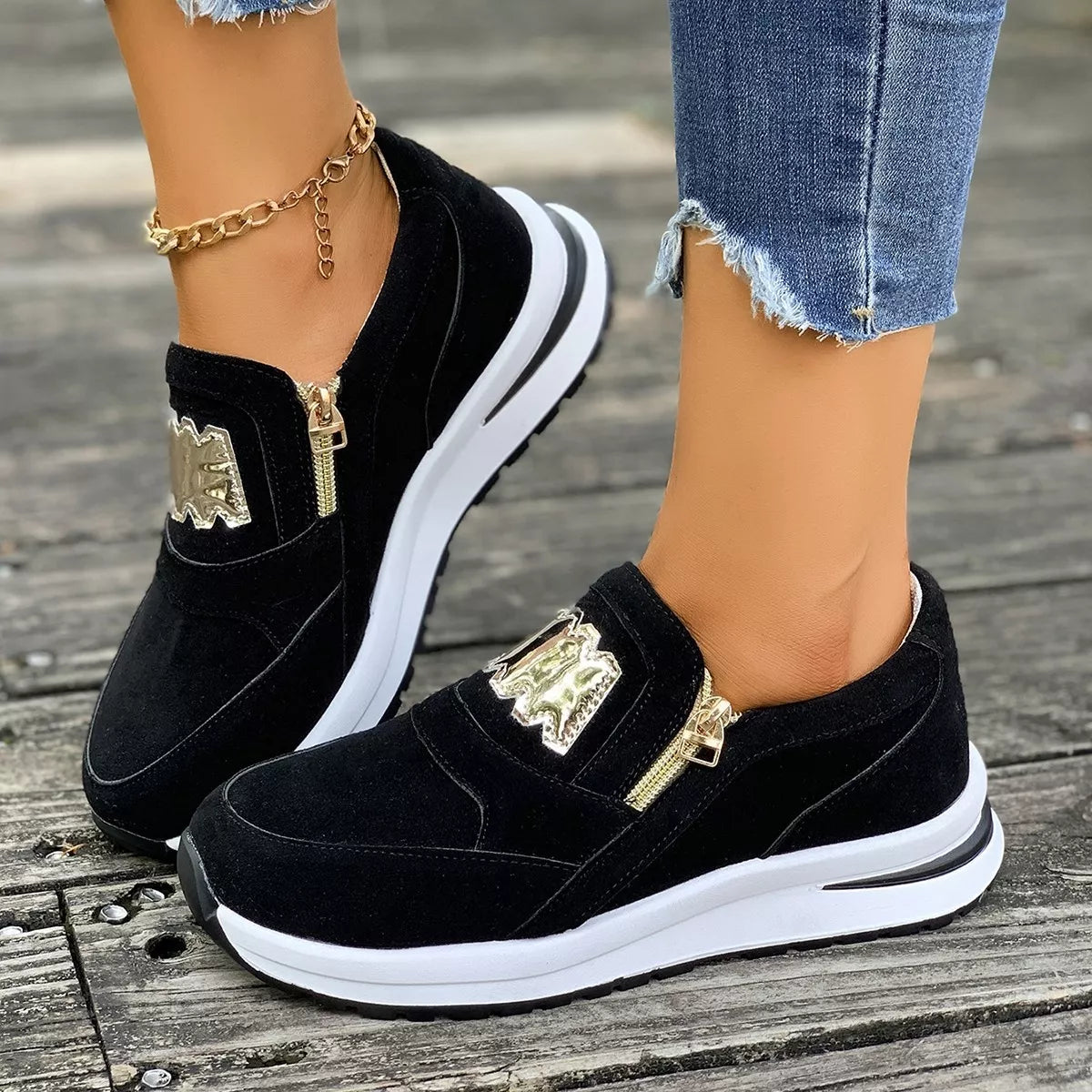 Round Toe Platform Slip-Ons -