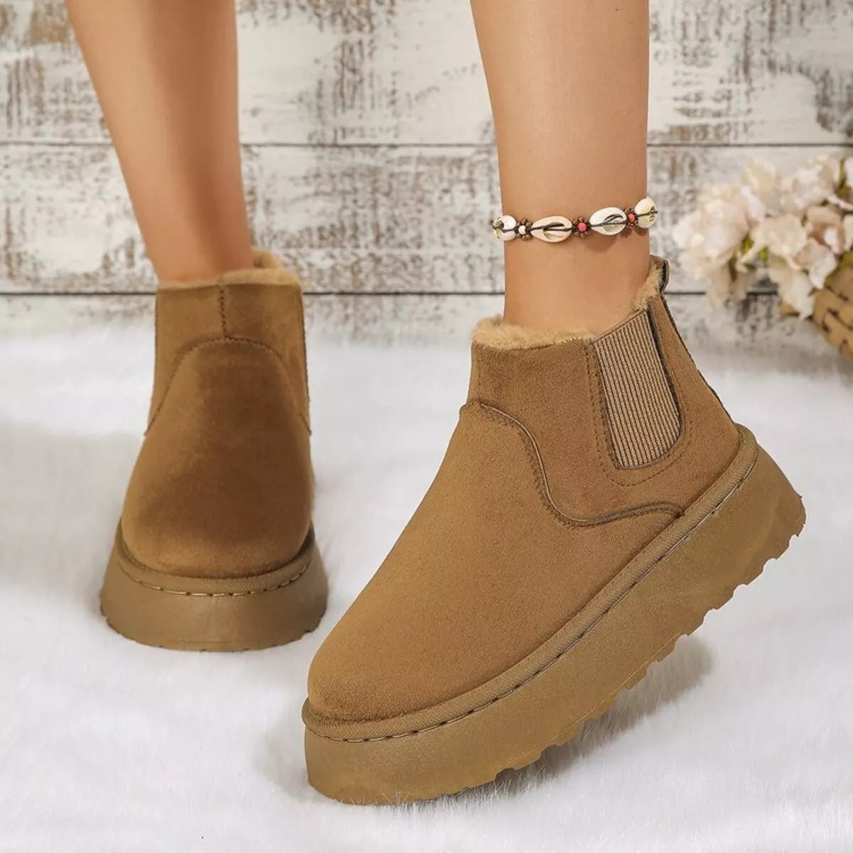Round Toe Platform Ankle Boots -