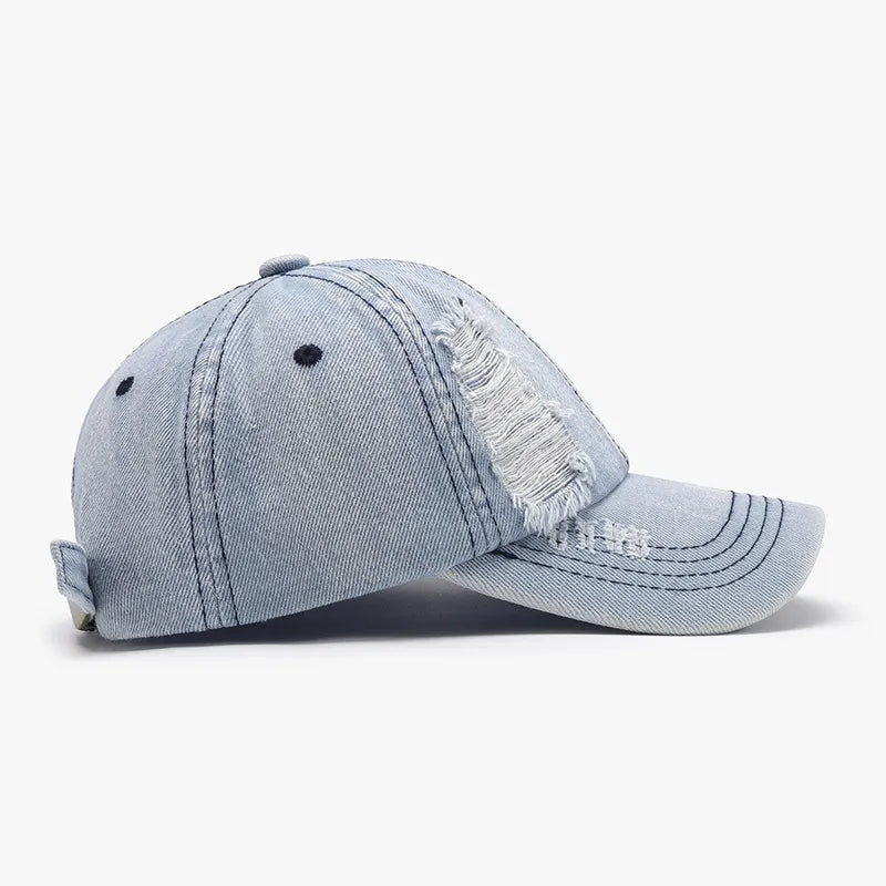 Distressed Cotton Baseball Cap -