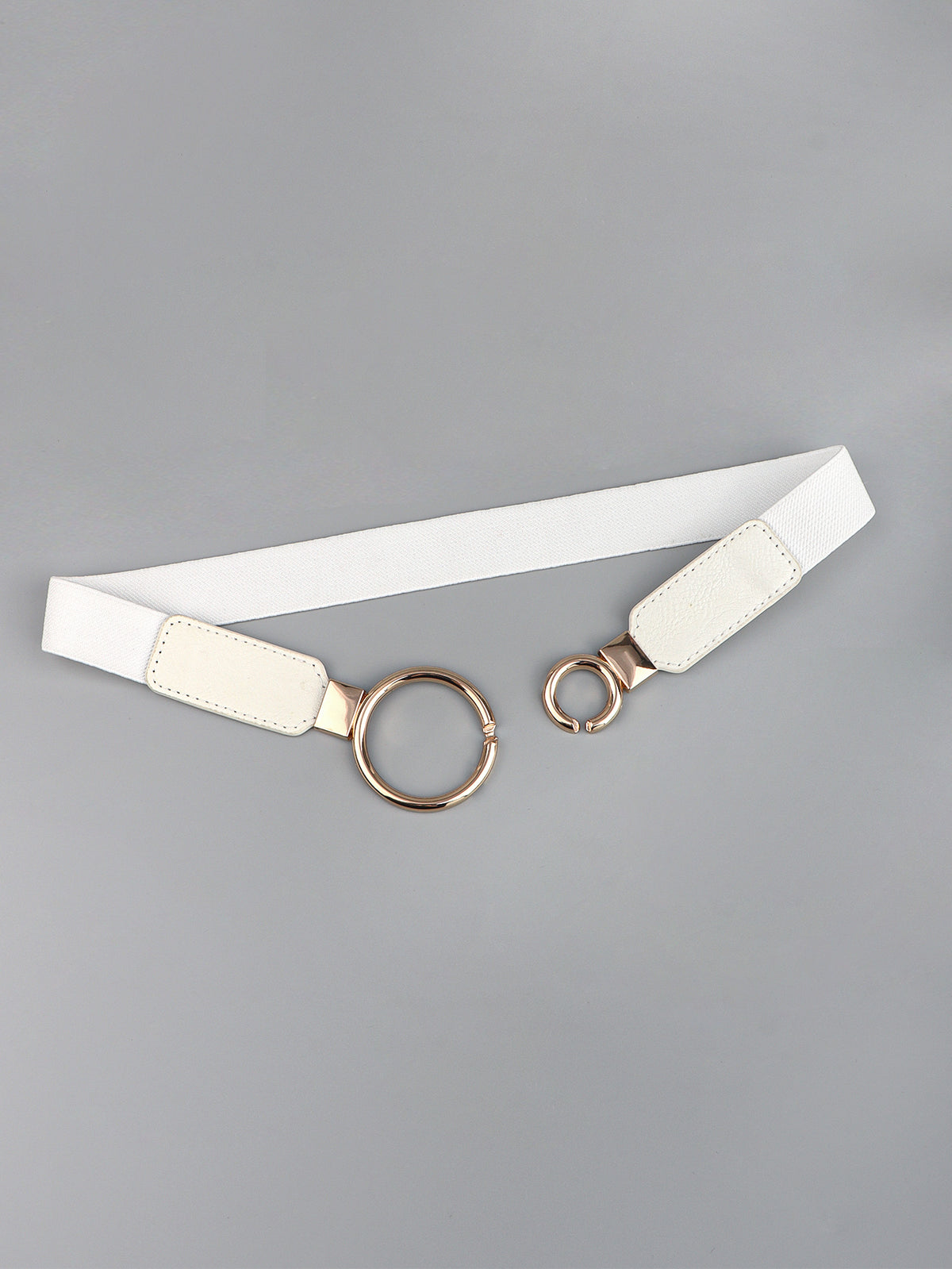 Double Ring Buckle Elastic PU Belt -