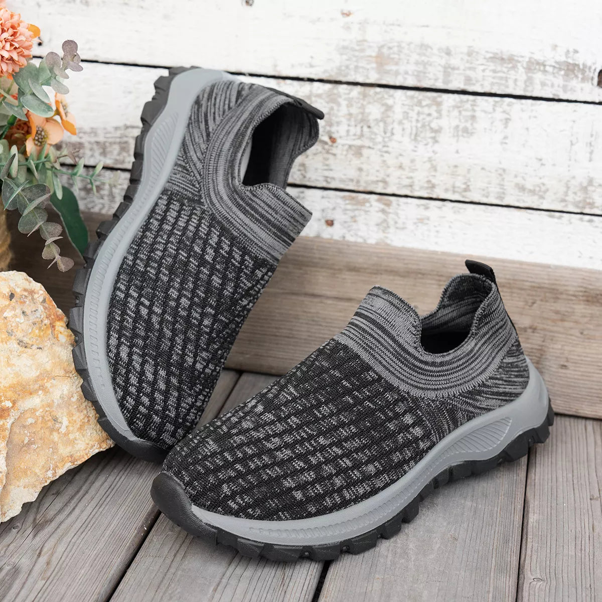 Round Toe Mesh Slip-Ons -