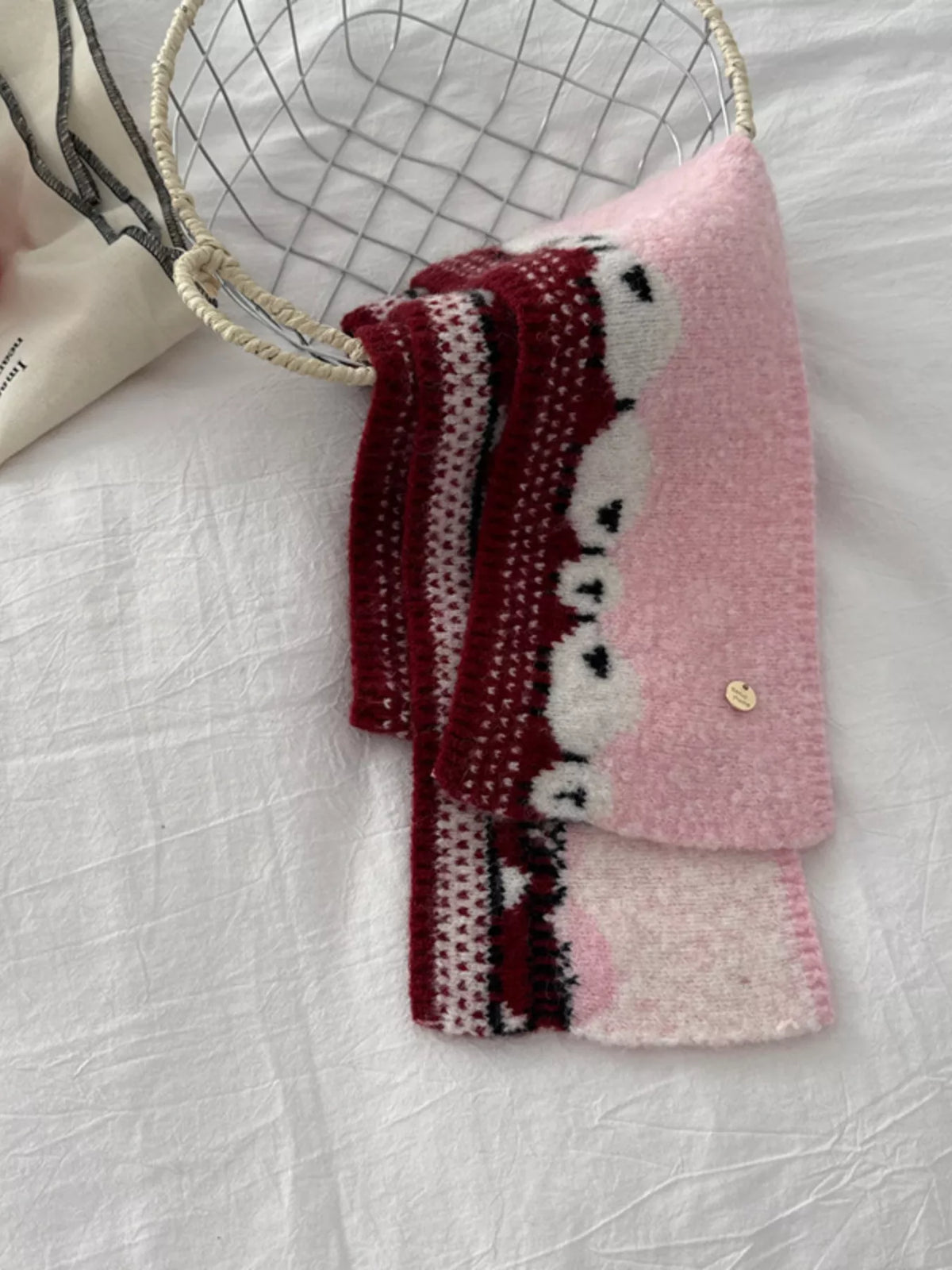 Sheep Pattern Knitted Scarf -